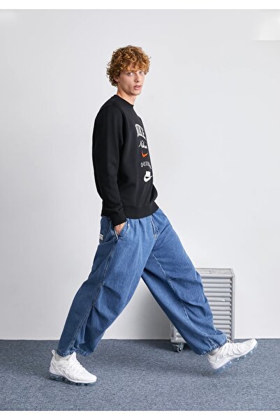 Nike Club Fleece Crew Stack Siyah Erkek Sweatshirt