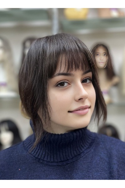 İsmet peruk Tepelikli Kahkül Gerçek Saç Kahve