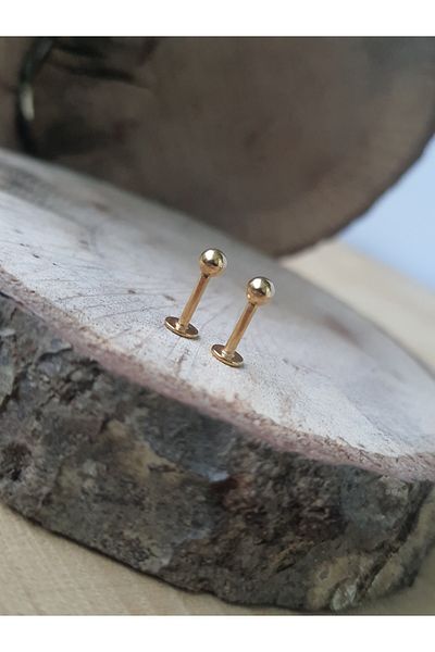 kurukafagift Gold Color Surgical Piercing - Tragus, Helix and Lobe Conch Cartilage 6 mm Mixed 2 Pieces