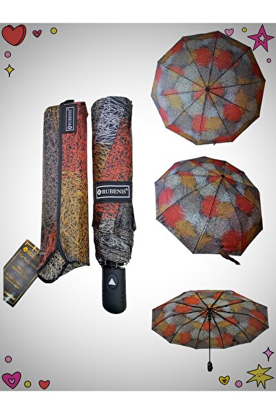 Rubenis 10 Telli 3 Kırmalı Otomatik Açılır Yağmur Şemsiyesi