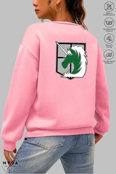 Nyda Collections Unisex μακρυμάνικο Attack on Titan 4 με στάμπα με κουκούλα χωρίς κουκούλα Oversize φούτερ