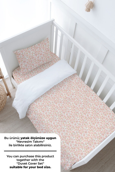 Tuğba Kuğu Bebek Boy Lastikli Çarşaf Seti - Iconic Serisi - Pink Flowers