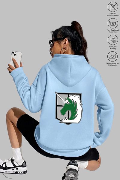 Nyda Collections Attack on Titan 4 Printed Unisex Hooded Sweatshirt - Long Sleeve, Raster, Oversize Cotton