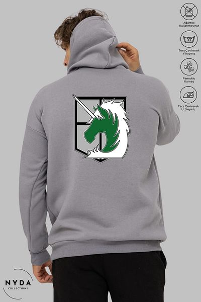 Nyda Collections Φούτερ Attack on Titan 4 με στάμπα Unisex με κουκούλα - Μακρυμάνικο, Ανοιχτό, Υπερμεγέθη βαμβακερό