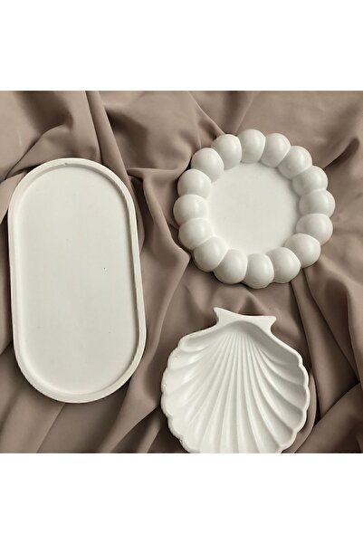 aksenbirstore Dekoratif Tabak 3’lü Oval & Baloncuk Set