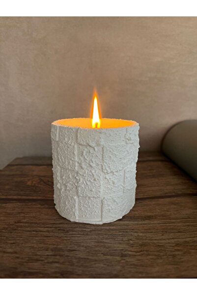 Dokulu Beton Bardakta Hazırlanmış Doğal Soya Mum