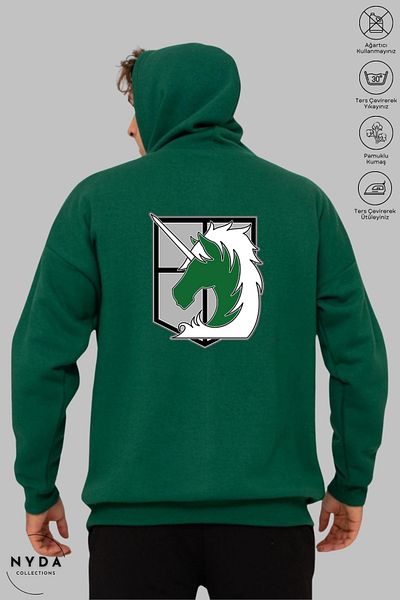 Nyda Collections Attack on Titan 4 Printed Unisex Hoodie με κουκούλα - Μακρυμάνικο, βαμβακερό φούτερ με κουκούλα
