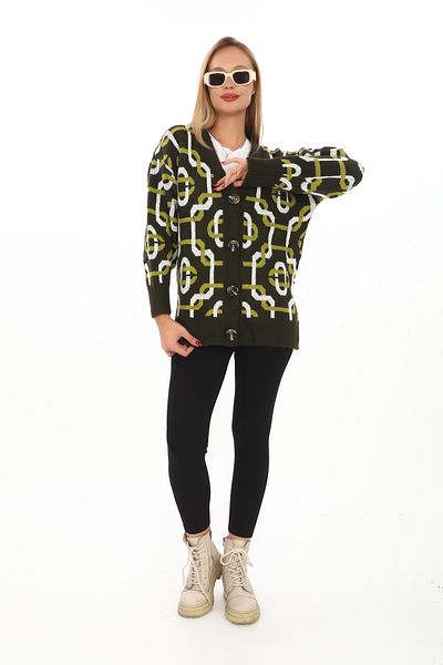 02Lady Fashion CARDIGAN DE TRICO DETALIAT TRICOTAT CU BUTONI DE DIMENSIUNE
