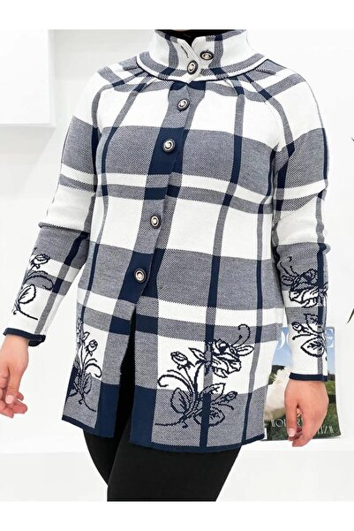 02Lady Fashion buttoned cardigan with rose print
