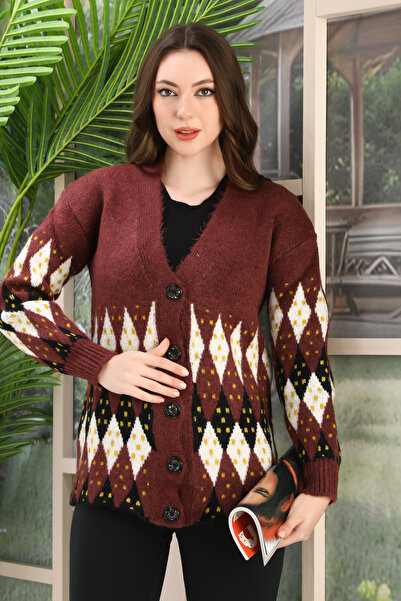 02Lady Fashion CARDIGAN OVERSIZE DIN TRICOT CU DETALII DIN TRICOT MOALE ȘI BUTOANE