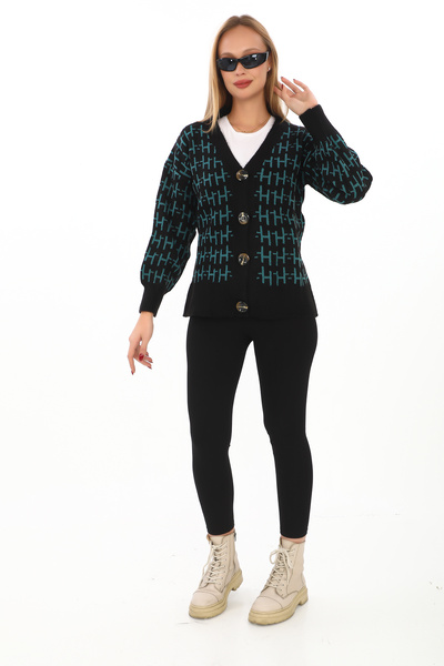 02Lady Fashion CARDIGAN OVERSIZE DIN TRICOT CU DETALII DIN TRICOT MOALE ȘI BUTOANE