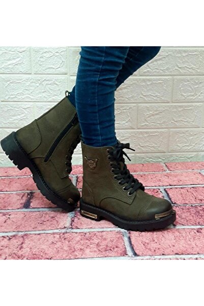 Hammer Jack Hammerjack 17600.f Haki Renk Hakiki Deri Fermuarlı Bağacaklı Erkek Çocuk Bot