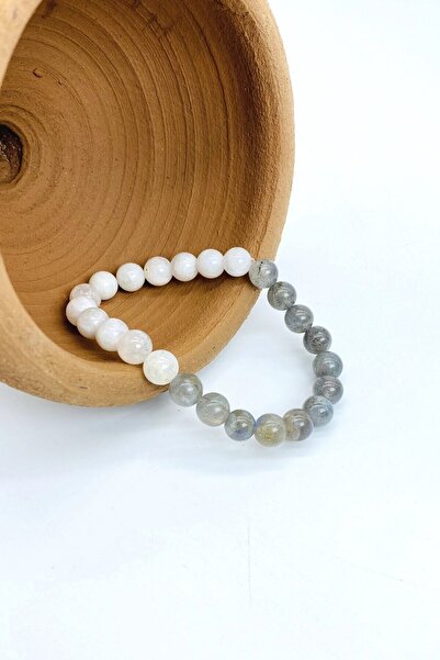 Zodyak Doğal Taş 8 مم حجر اللابرادوريت الطبيعي - سوار حجر القمر، القوة الروحية