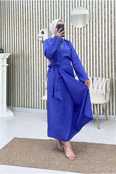 Moda Krash Sofia Linen Lace-Up Skirt Suit