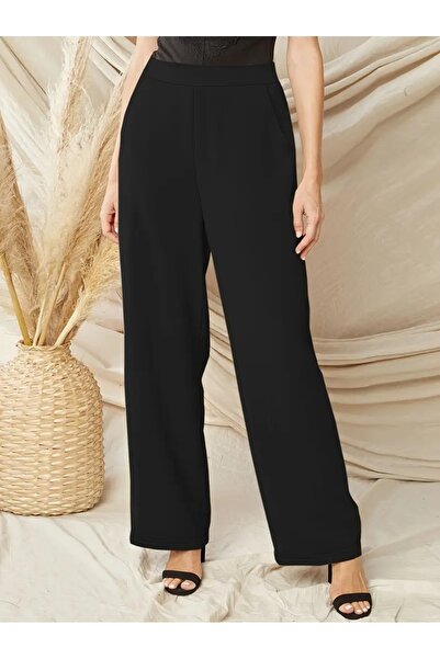 CAONNES Ελαστικό και άνετο μαύρο φαρδύ παντελόνι φόρμας - ŞAH MODAklk