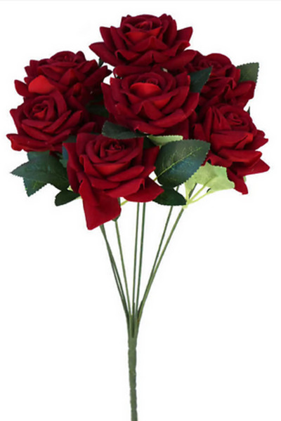 DEKORANLA 7'li Kadife Demet Kırmızı Gül, şık ve doğal çiçek seçeneği
