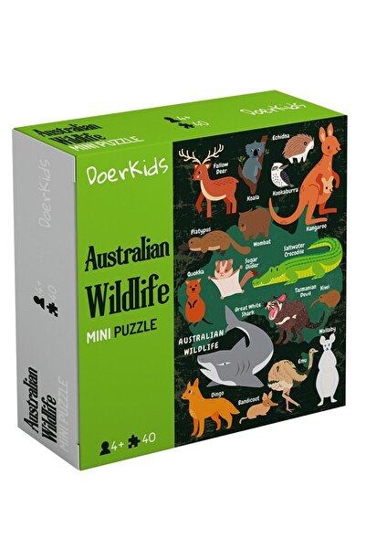 DoerKids Avustralya Vahşi Yaşam Eğitici Mini Puzzle | 3-7 Yaş - 40 Parça
