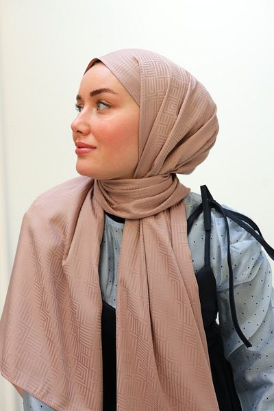 Silk Home Labyrinth Pattern Jacquard Deluxe Shawl - Powder