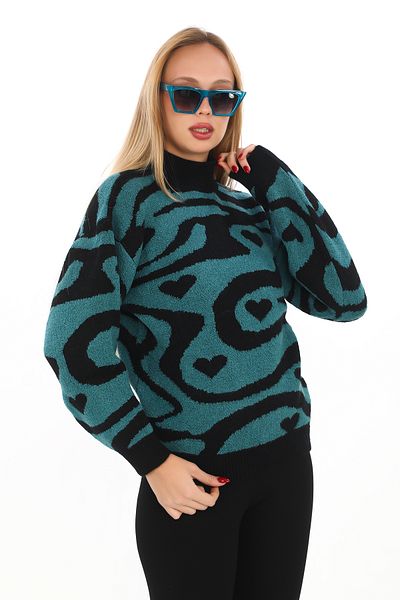 02Lady Fashion Πλεκτό πουλόβερ με λεοπάρ μοτίβο oversize