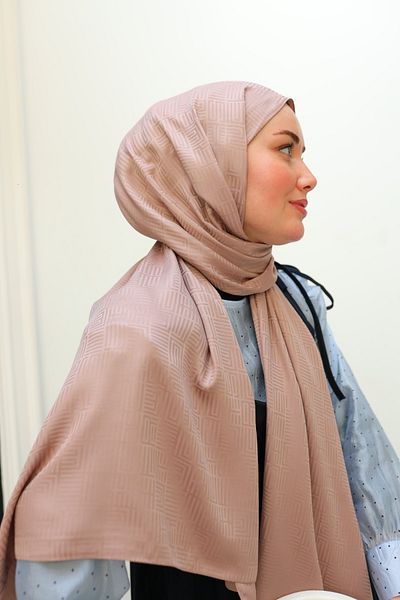 Silk Home Labyrinth Pattern Jacquard Deluxe Shawl - Powder