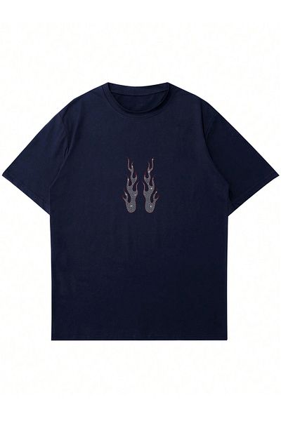 Mad&Calf Μπλουζάκι Unisex Flame Stone με στάμπα με λαιμόκοψη