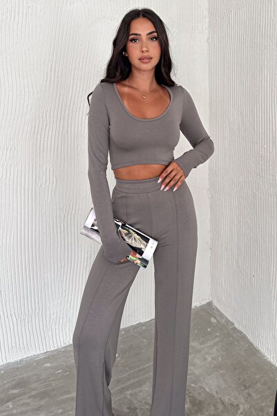 02Lady Fashion Fabric Soft Texture Bottom Top Set