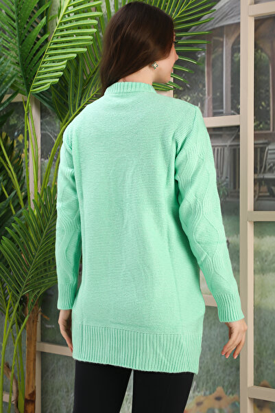 02Lady Fashion UZUN YUMUŞAK  ÖRME DETAYLI TUNİK TRİKO KAZAK