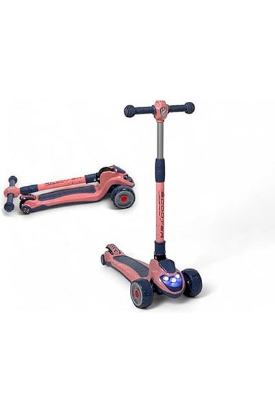 ALBADER Kick Scooters, PVC Street Scooter Adjustable Height Foldable Scooter, Lights 3 Wheel Scooter
