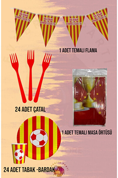 Evabrite Комплект за 24 души с ветрилообразен жълто-червен мотив Maxi - Компл...