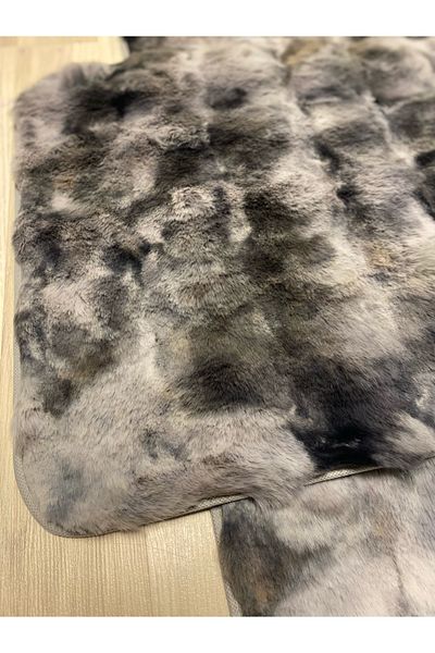 FeelHome Ultra Luxury 2-Pece Washable Bath Mat - Bubble Rabbit Hair, Αντιολισθητική Βάση, Αφράτο Γκρι