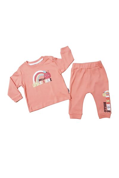 Miniworld Baby Girl and Boy Set, 100% Cotton, Patterned 2-Piece Set