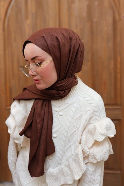 Silk Home Deluxe Jacquard Spoon Pattern Shawl - Brown