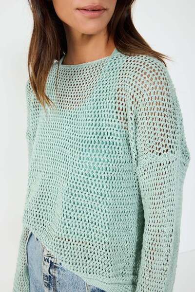 No Matter What Strickpullover mit Netzstruktur und lockerer Passform