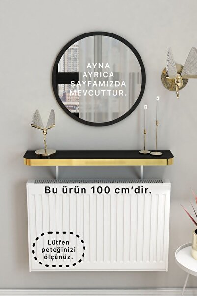 TALAŞTOZUM Siyah Gold Petek Üstü Uçan Raf & Dresuar Duvar Montajsız Kalın Ken...