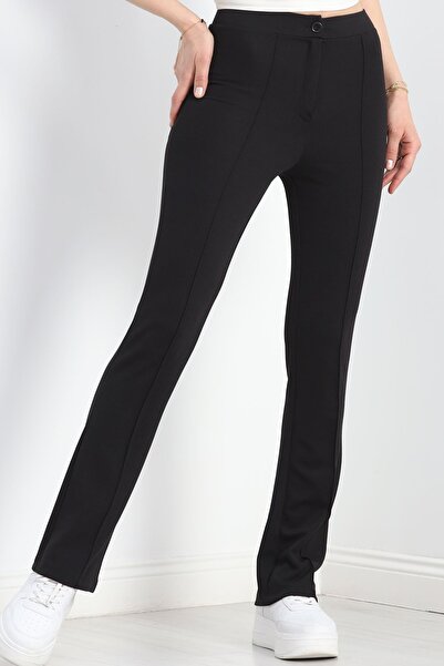 Wovna Crne Zra Crep pantalone sa prugama