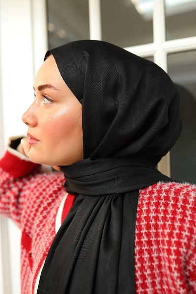 Silk Home Spoon Pattern Jacquard Deluxe Shawl - Black
