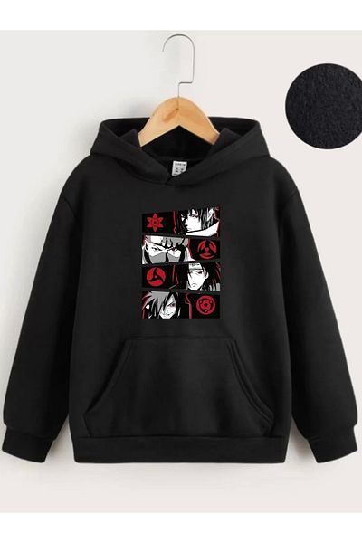 Mirage Unisex Kids Sweatshirt - Hooded, Anime Printed, Black