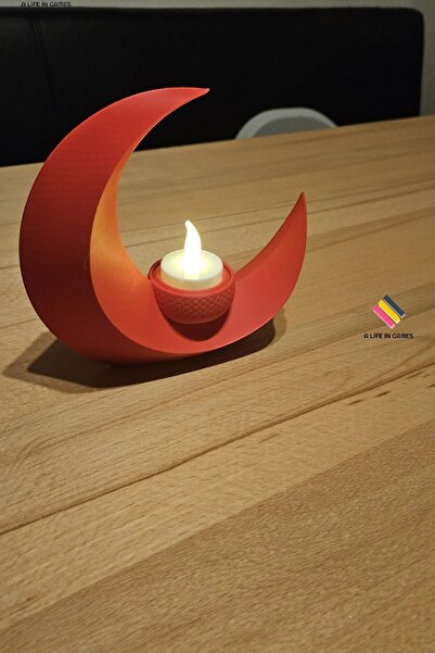 a life in games Yarım Ay Ledli Işıklı Biblo - Led mum hediyeli -  ev,ofis dek...