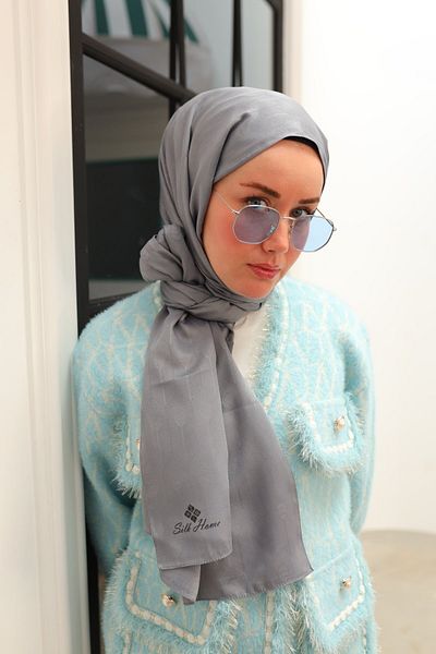 Silk Home Deluxe Gray Shawl - Spoon Pattern and Jacquard