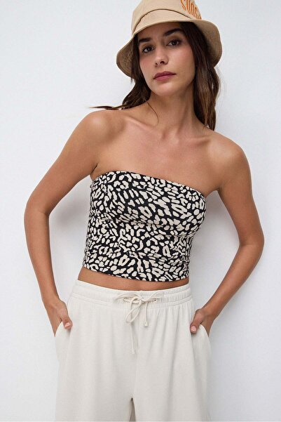 No Matter What Leopardenmuster-Bandeau-Top