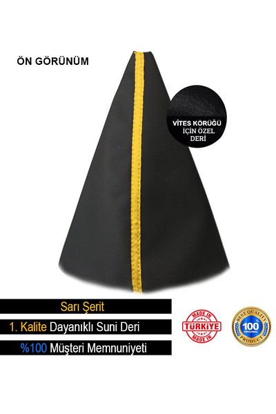 Aysoto Toyota Avensis Black Leather Custom New Design Yellow Sports Stitching Gear Shift Gaiter