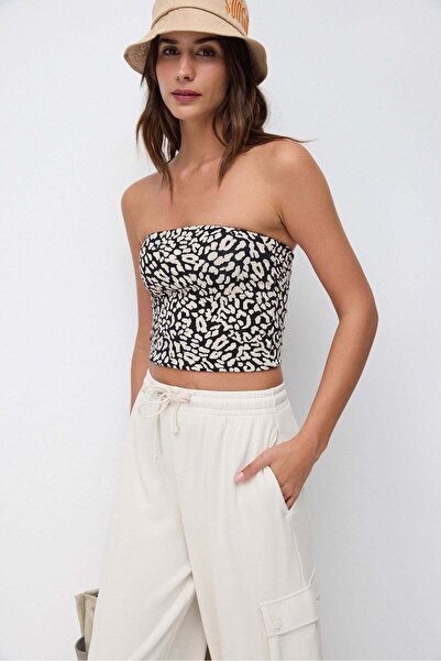No Matter What Leopardenmuster-Bandeau-Top