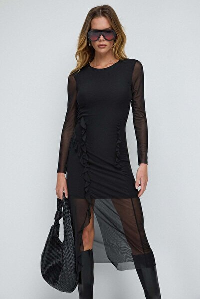 No Matter What Schwarzes Rüschenkleid