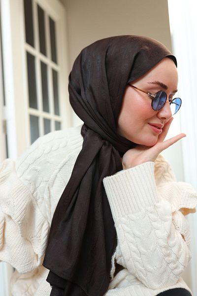 Silk Home Spoon Pattern Jacquard Deluxe Shawl - Bitter Brown