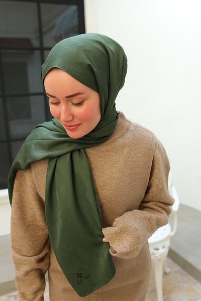 Silk Home Spoon Pattern Jacquard Deluxe Shawl - Khaki