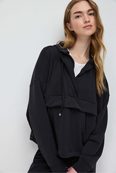 No Matter What Sweatshirt mit Taschen und halbem Reißverschluss