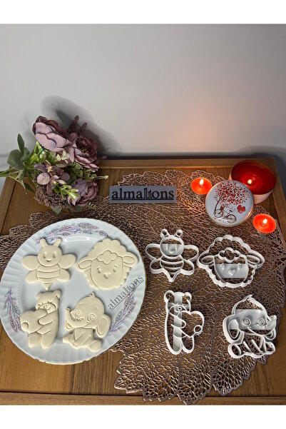 almalions مجموعة قوالب كوكيز للحيوانات اللطيفة (النحل والدب والفيل والأغنام).