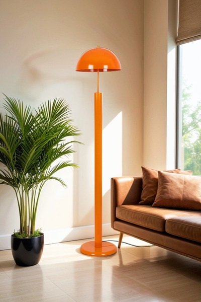 Vinner Noa Turuncu Orange Mushroom Lambader Modern Dekoratif Metal Oturma Odası Çalışma Odası Zemin Lambası