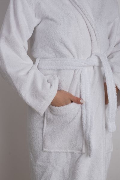 DC Teks White Colored 100% Cotton Curly Shawl Model Bathrobe (S-M-L-Xl-2Xl-3Xl-4Xl) Large and Oversize