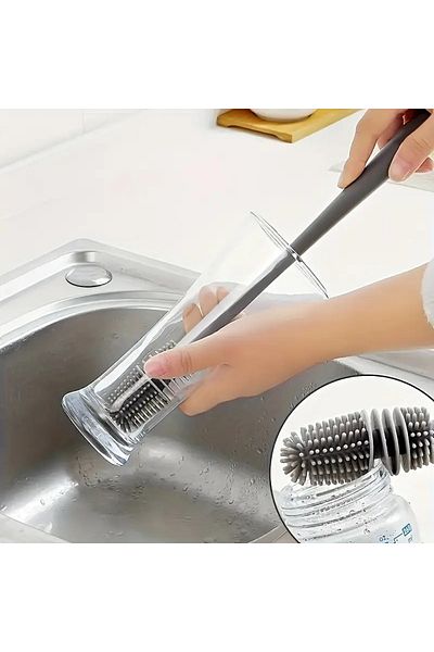 ANI OFİS KIRTASİYE A K Long Handled Silicone Baby Bottle and Jar Washing Brush